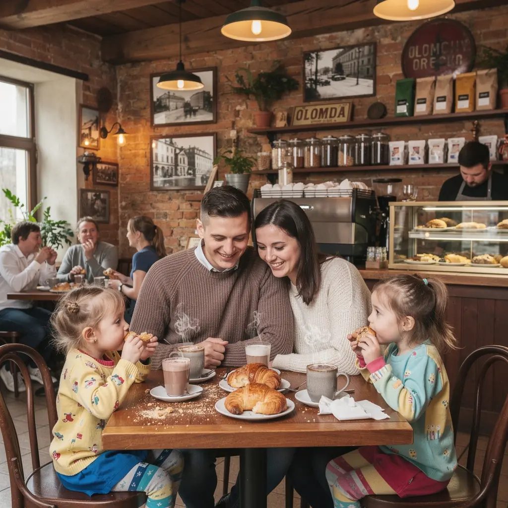Děti si hrají na hřišti v parku, zatímco rodiče relaxují na lavičce.